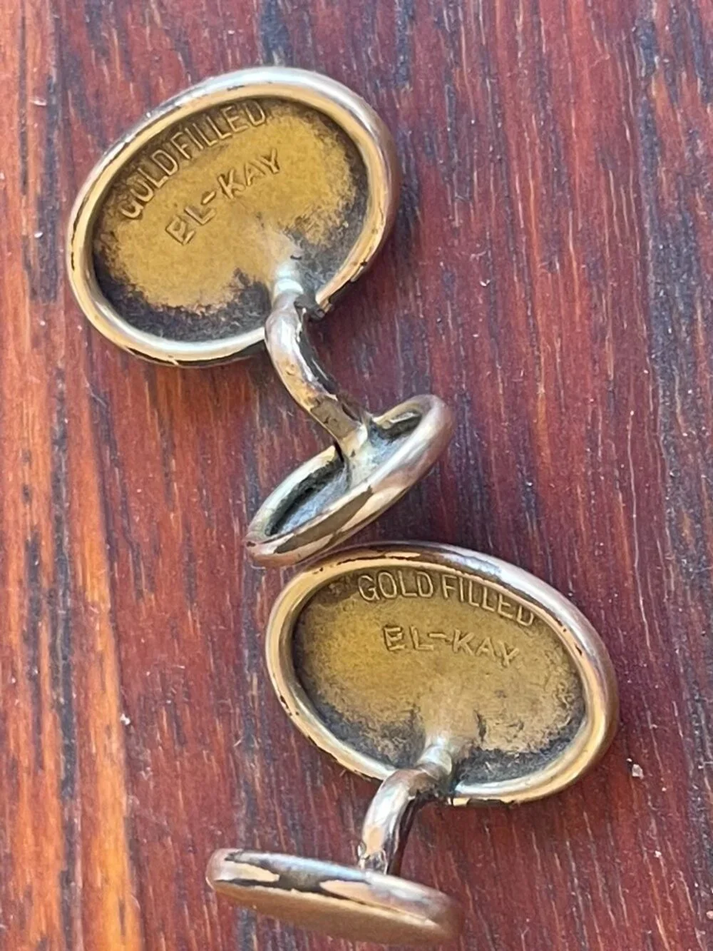 Art Deco Gold Filled Button-Bean Back Cufflinks